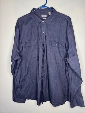 Van Heusen Men's Button-Down Long Sleeve Shirt Size 2XL Navy Blue
